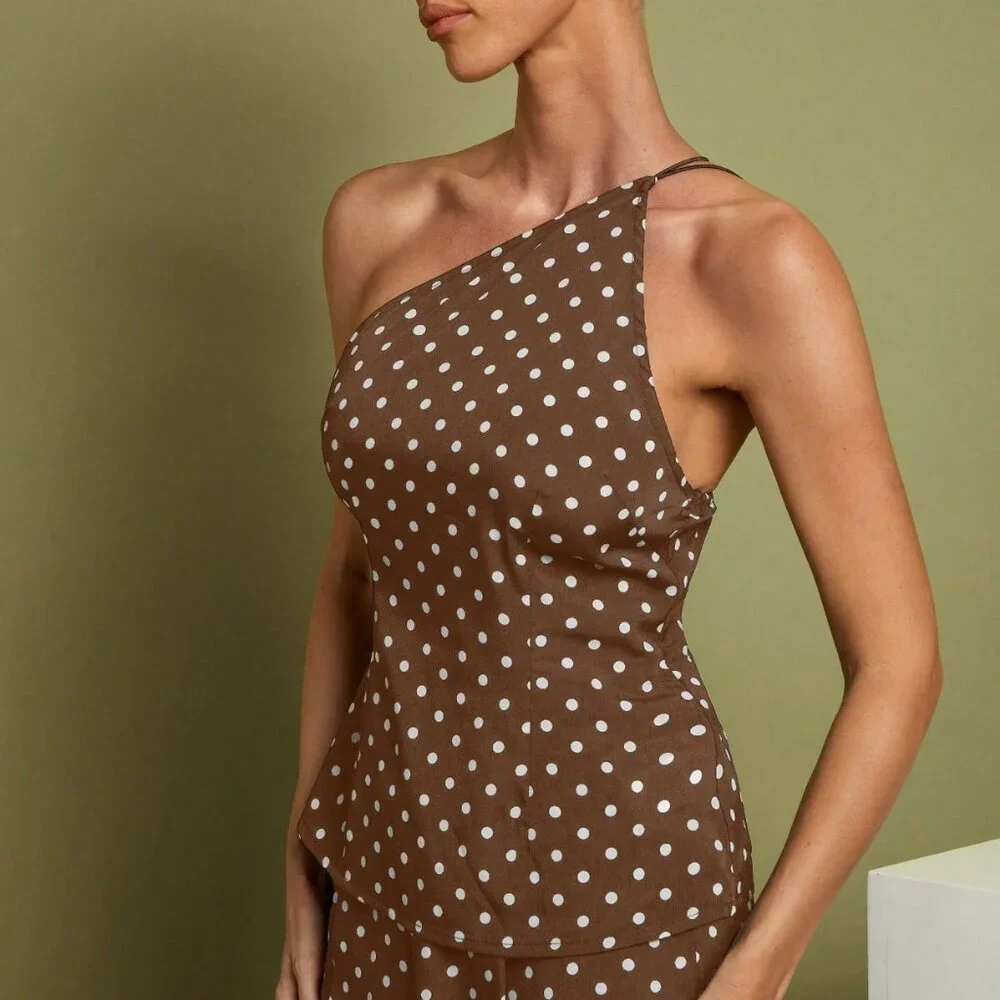 Casual Women's Polka Dot Print top and pants Two Pieces Set - Picture 4 of 7